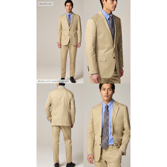 J.Crew Ludlow Blazer 40R Men Khaki Tan Cotton Larusmiani Italian Fabric Sport